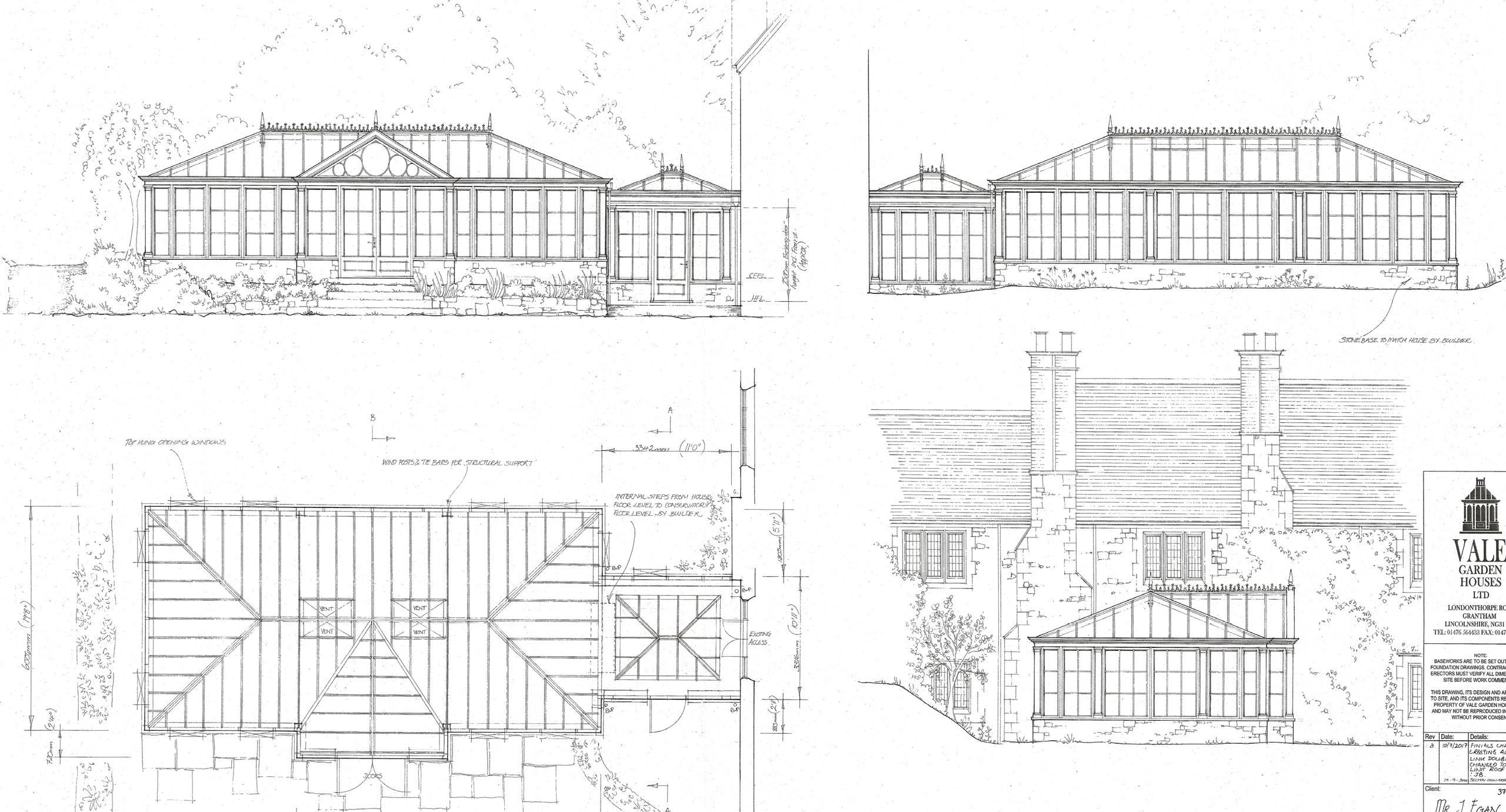 Conceptual watercolour drawing of a orangery