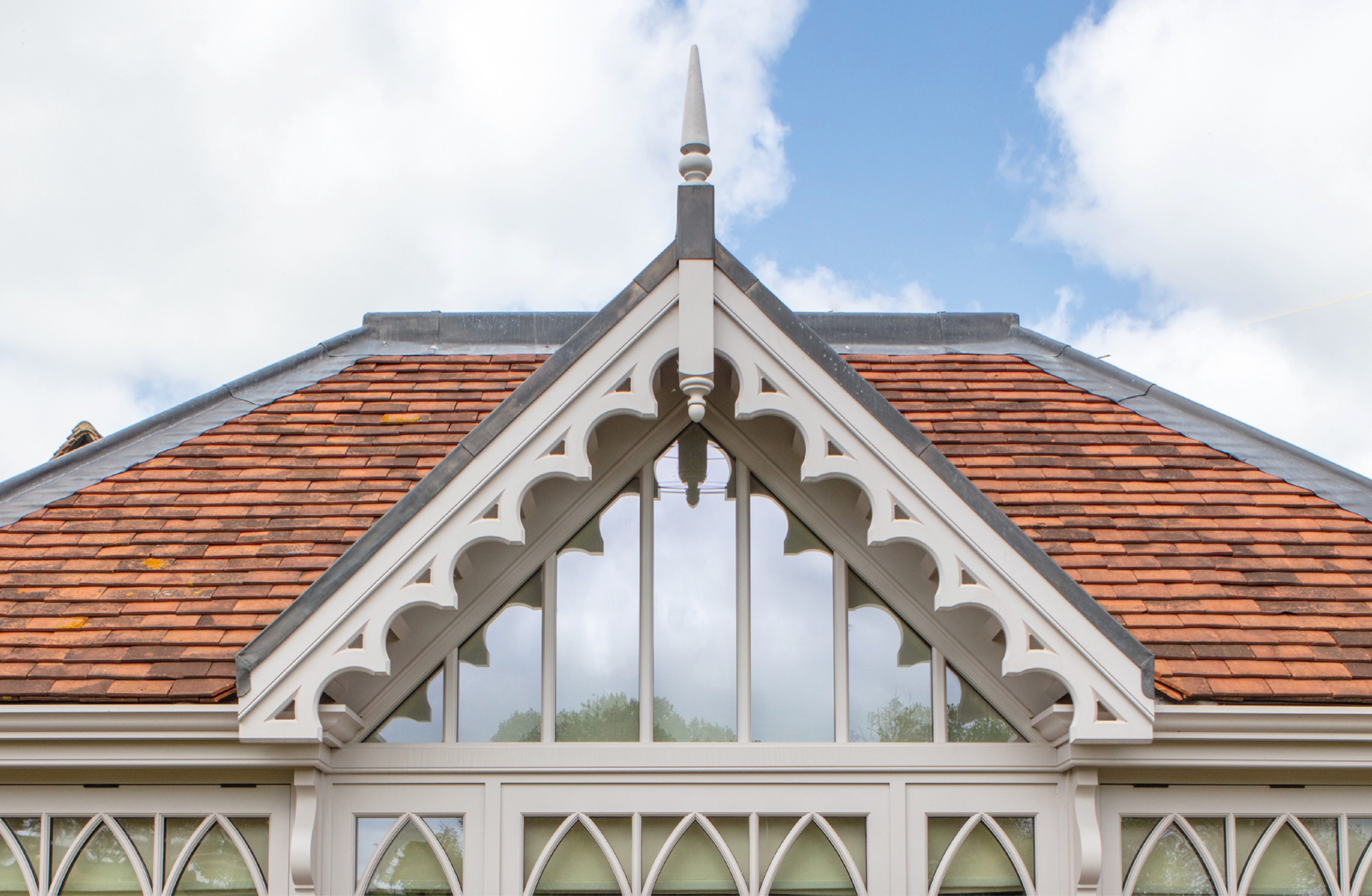 Detail shot of glazed gable