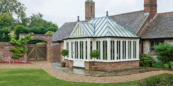 Small conservatory designed with gothic panels