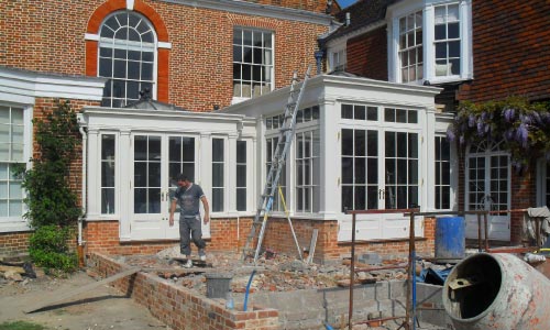 Orangery being installed on site.