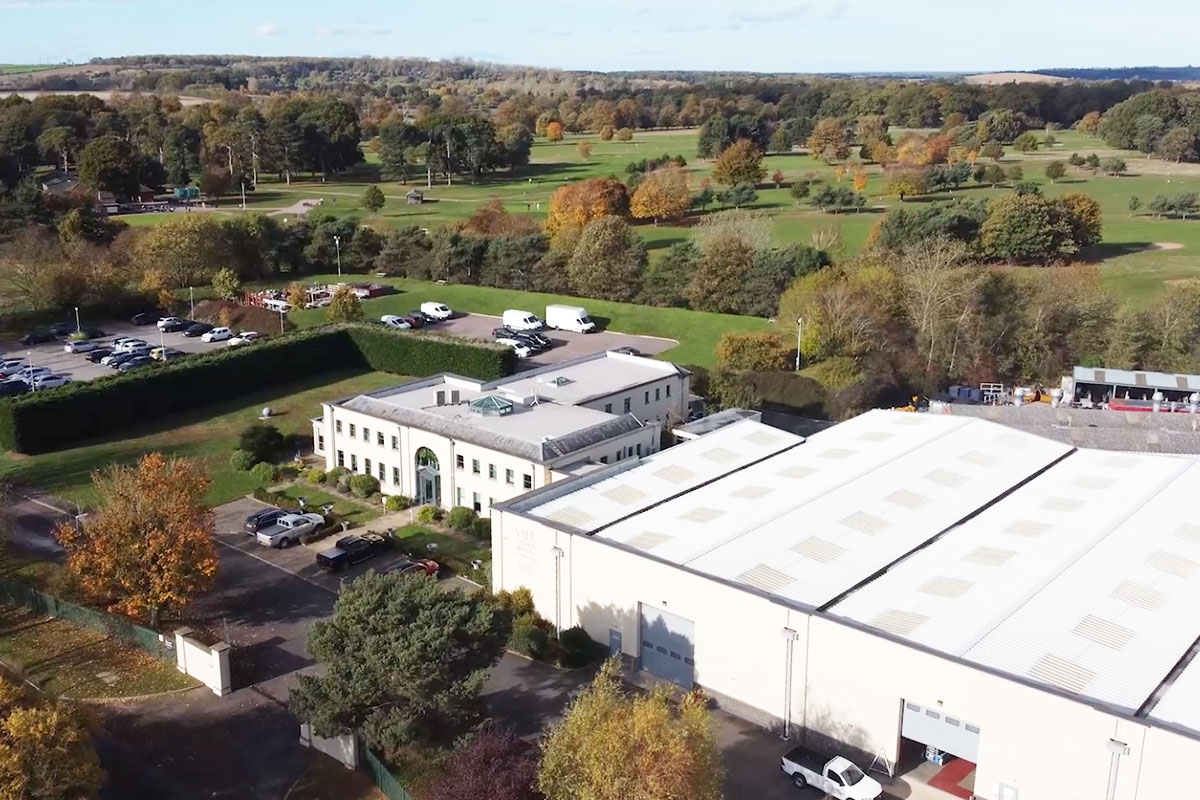 Vale Garden Houses premises from drone