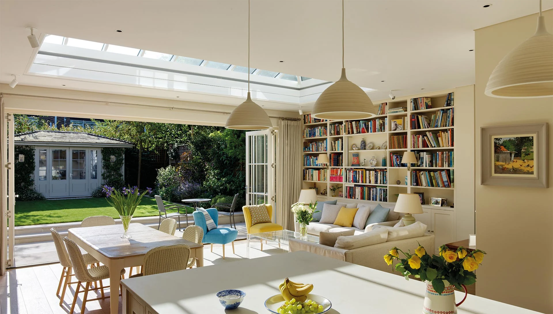 Bright light filled living room orangery