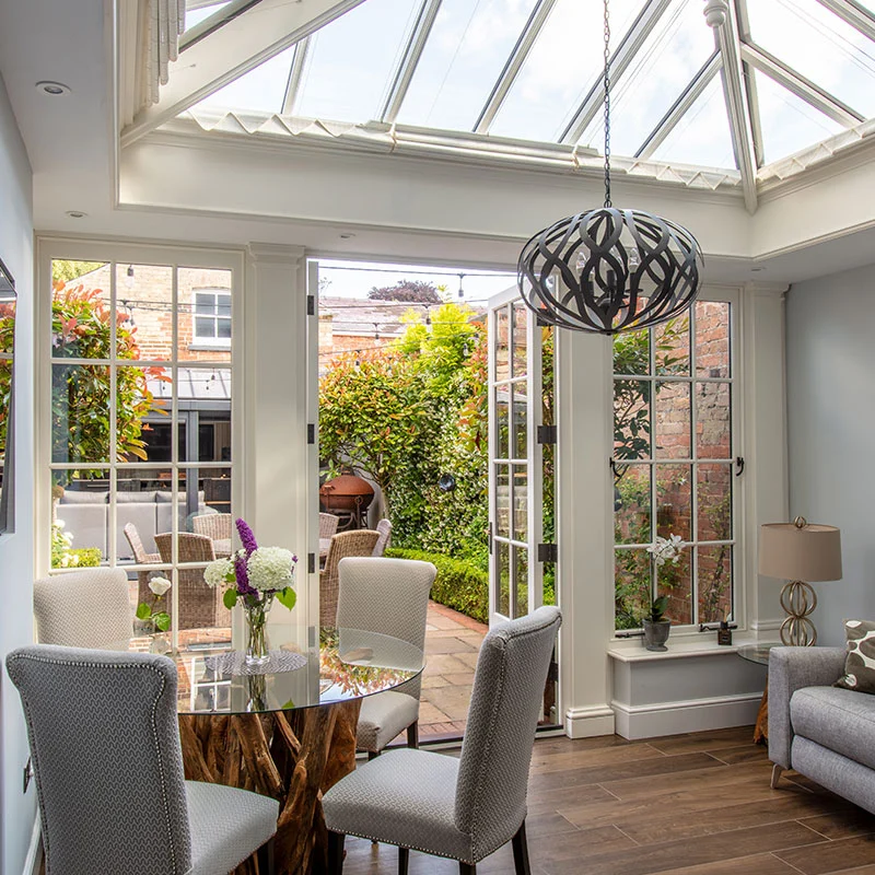 Inside small townhouse orangery