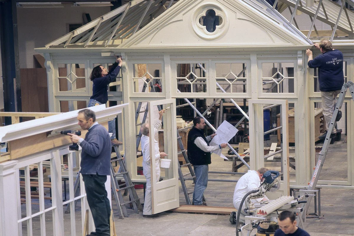 Conservatory pre-installation in the factory of Vale Garden Houses